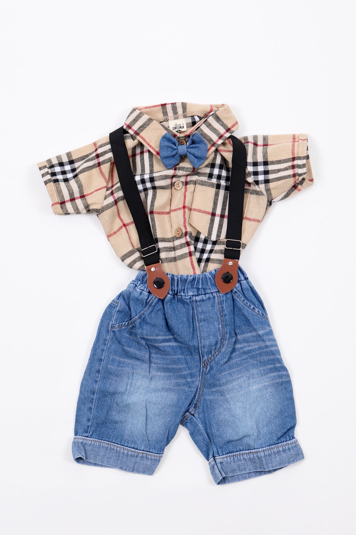 Flannel Shirt & Suspender Jeans Set
