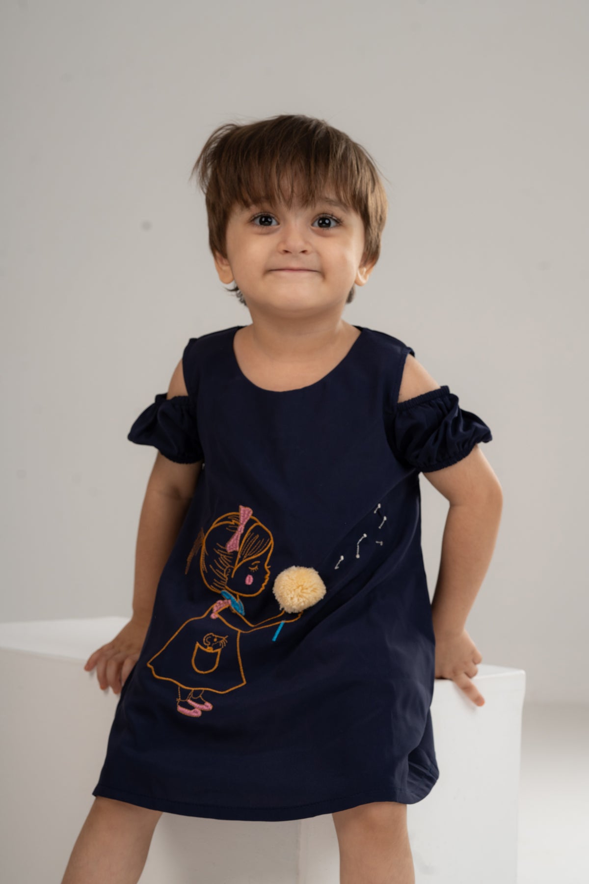 Sabrina Dress with Pompoms